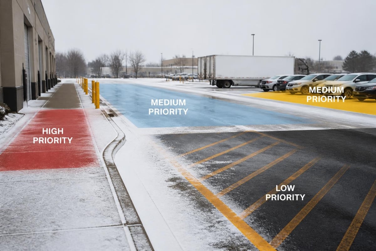 Commercial site ice melt zones