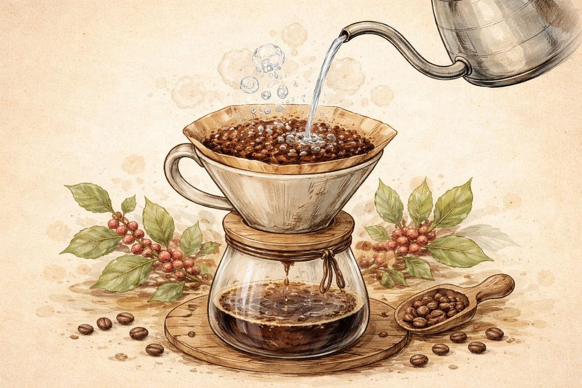 Pour over coffee bloom phase