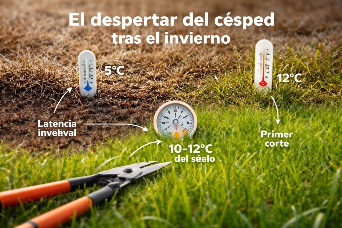Ciclo de activación del césped en primavera