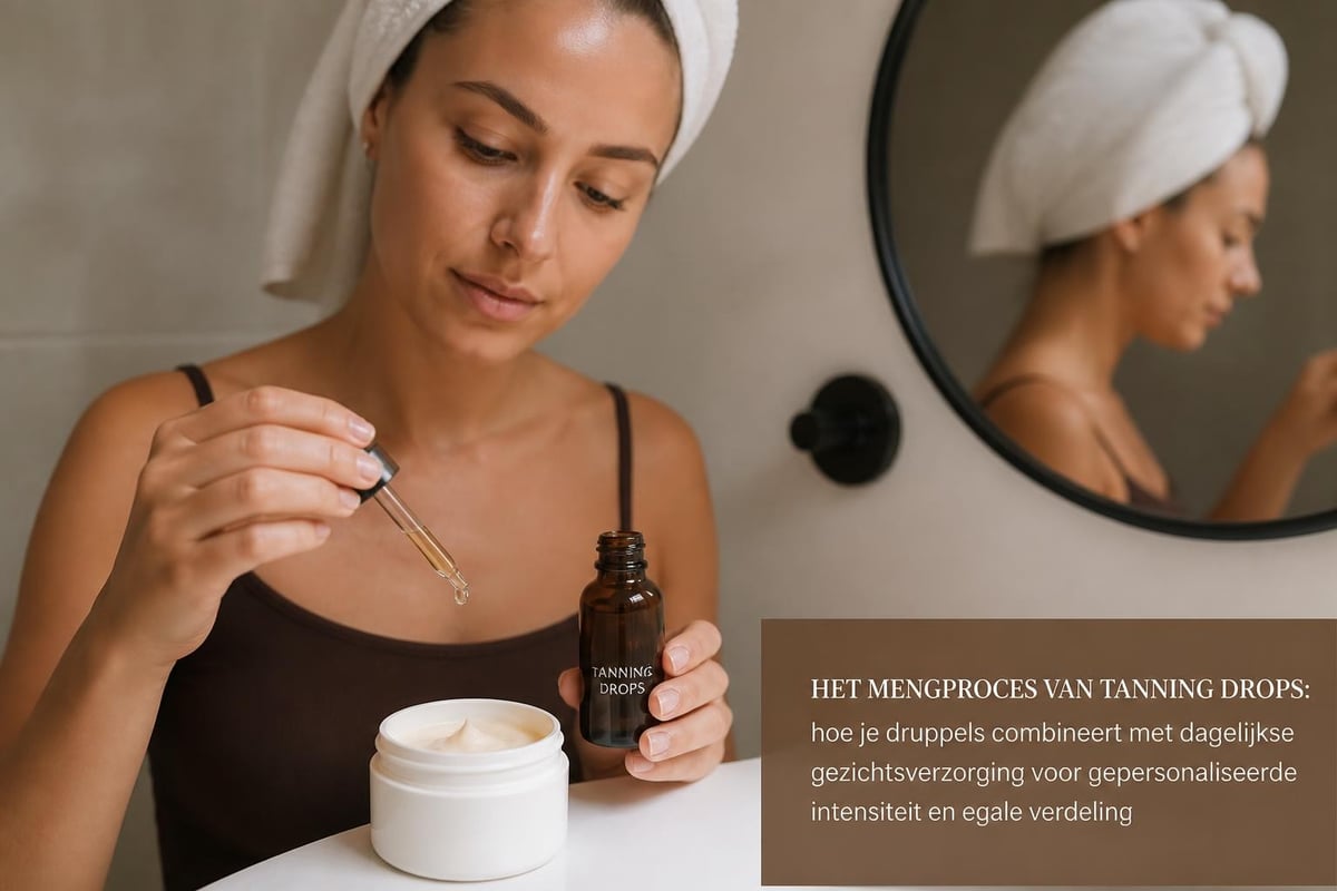 Face tanning drops mengen met dagcrème