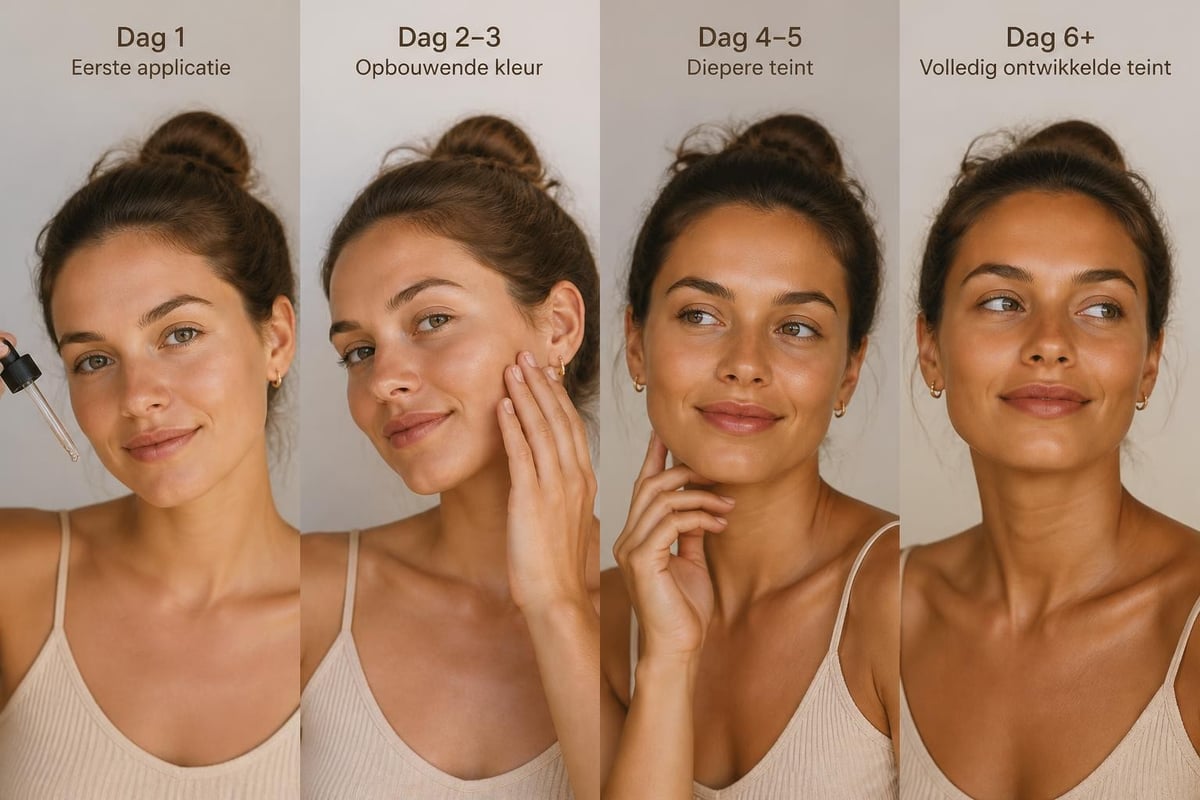 Opbouwen van bruining met face tanning drops