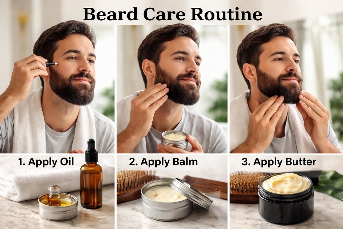 Beard product application techniques