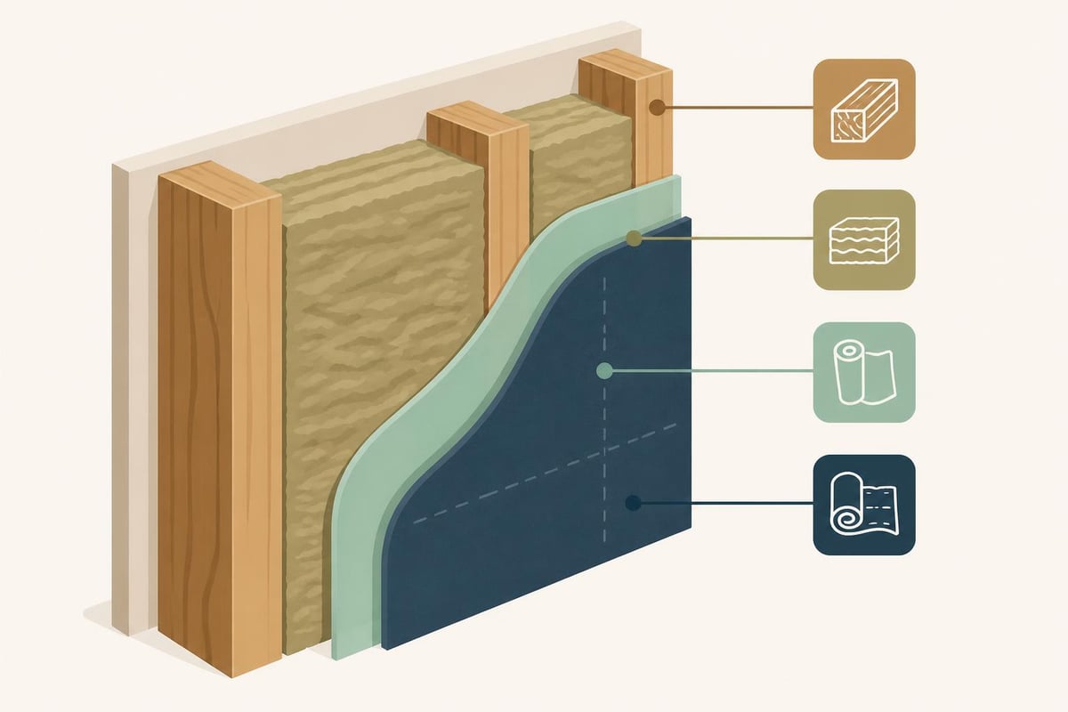 Insulated timber frame wall assembly