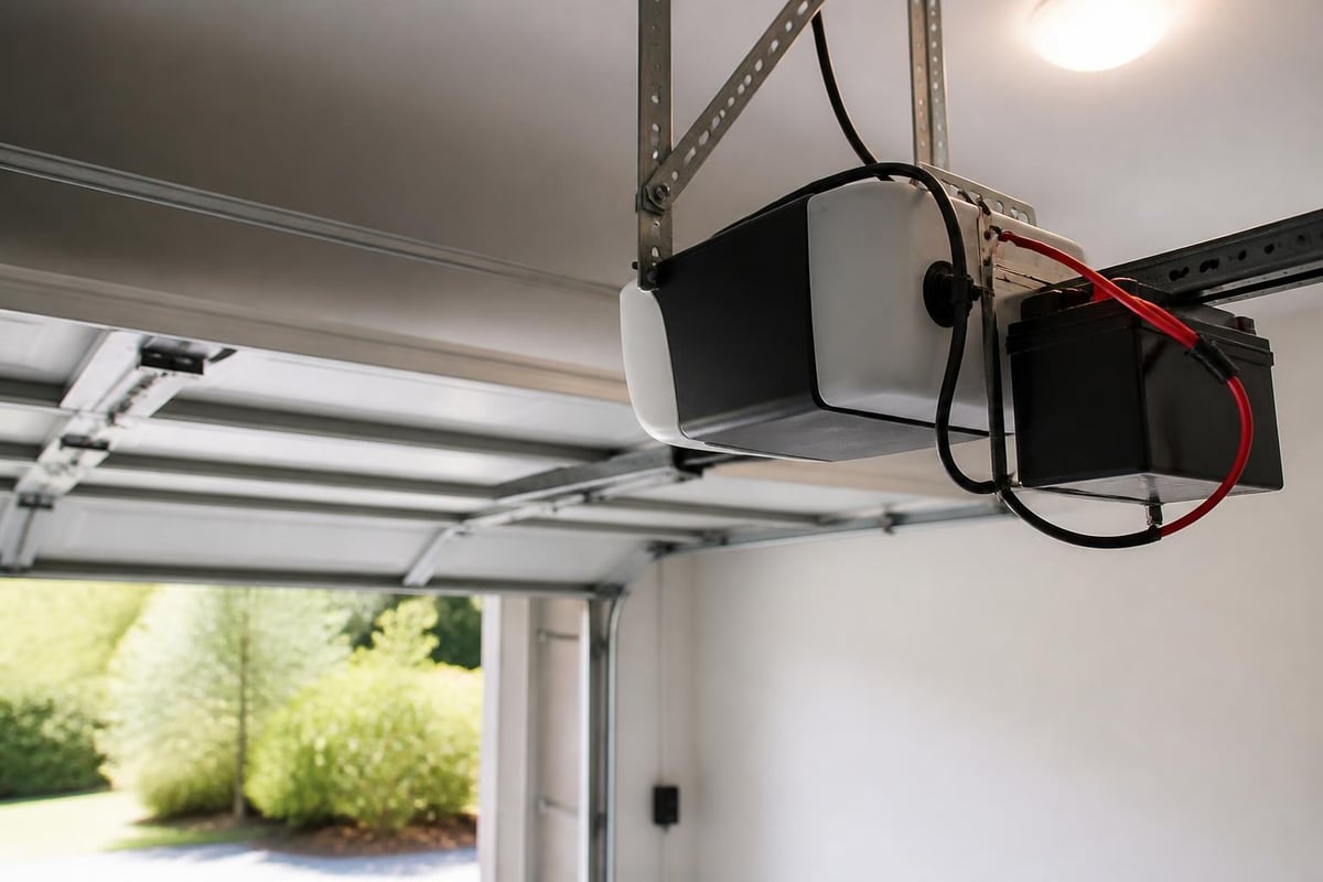 Battery backup garage door opener system