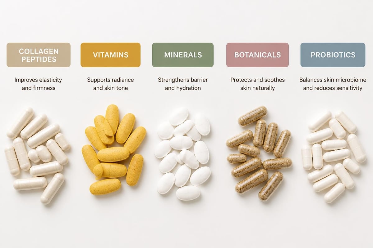 Skin supplement ingredient categories