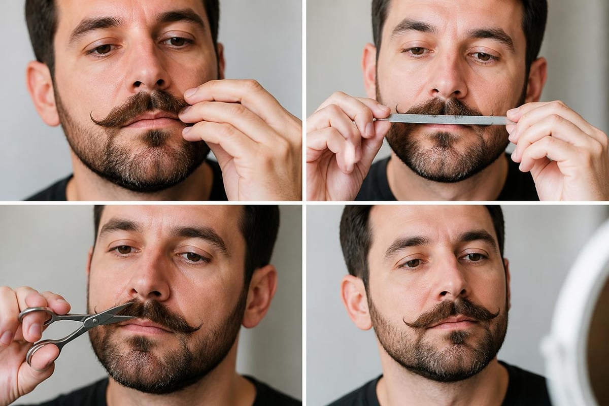 Moustache trimming and shaping process