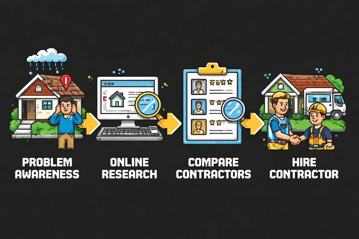 Customer journey stages for roofing services