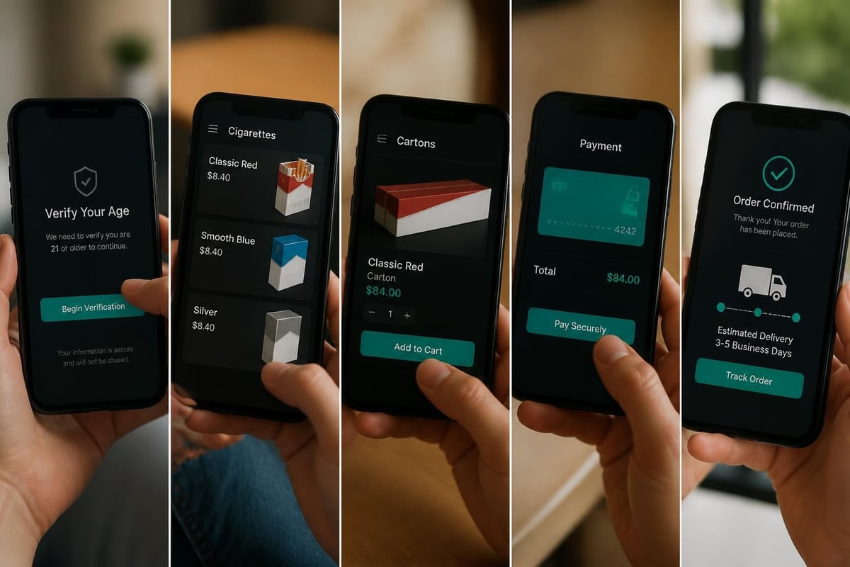 Online cigarette ordering workflow