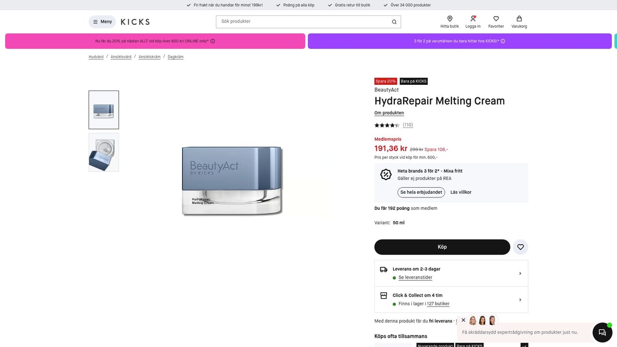 9 suosikkia: Kuivan ihon kasvovoide säteilevälle iholle 2026 - BeautyAct HydraRepair Melting Cream – Maksimaaliseen kosteutukseen ja suojaukseen