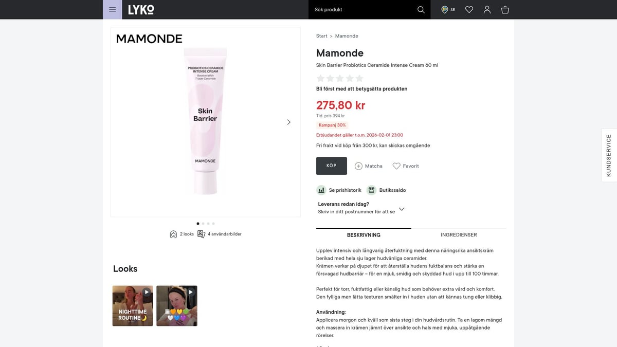9 suosikkia: Kuivan ihon kasvovoide säteilevälle iholle 2026 - Mamonde Skin Barrier Probiotics Ceramide Intense Cream – Keramiditehostus ihon suojakerrokselle