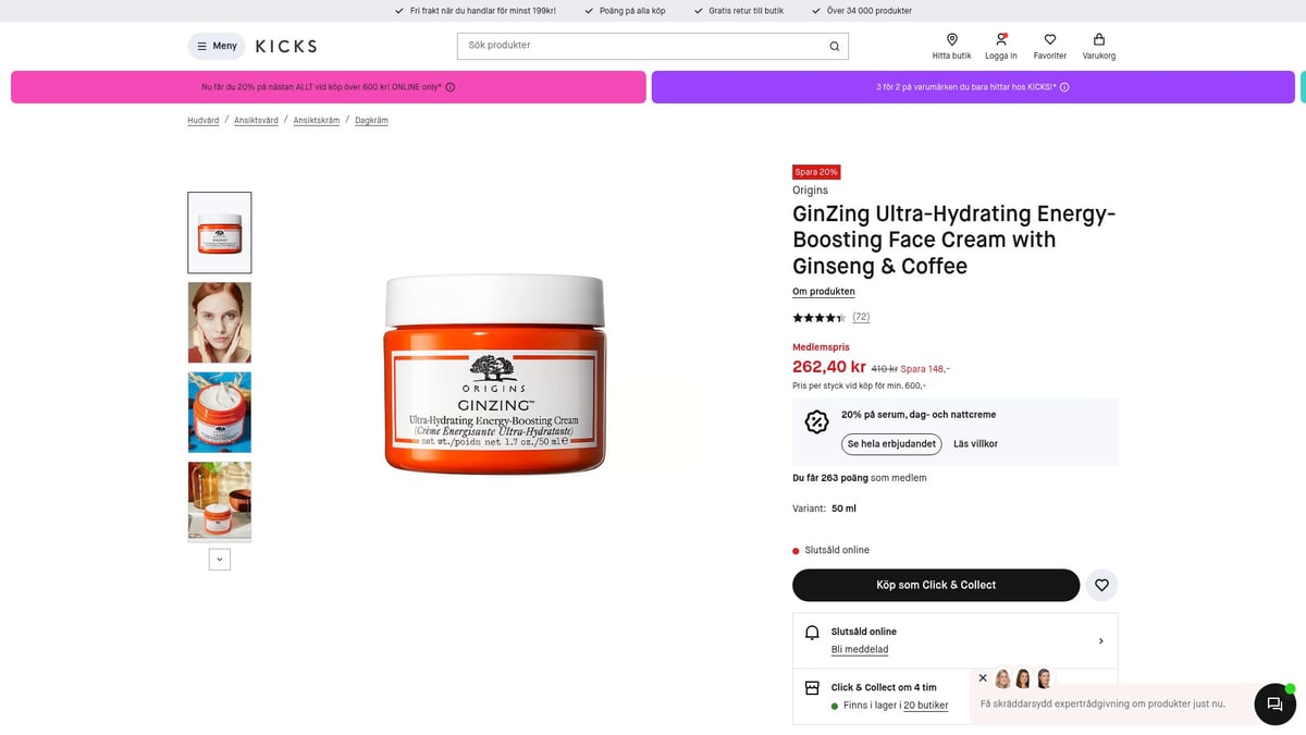 9 suosikkia: Kuivan ihon kasvovoide säteilevälle iholle 2026 - Origins GinZing Ultra-Hydrating Energy-Boosting Cream – Kosteutusta ja energiaa yhdessä