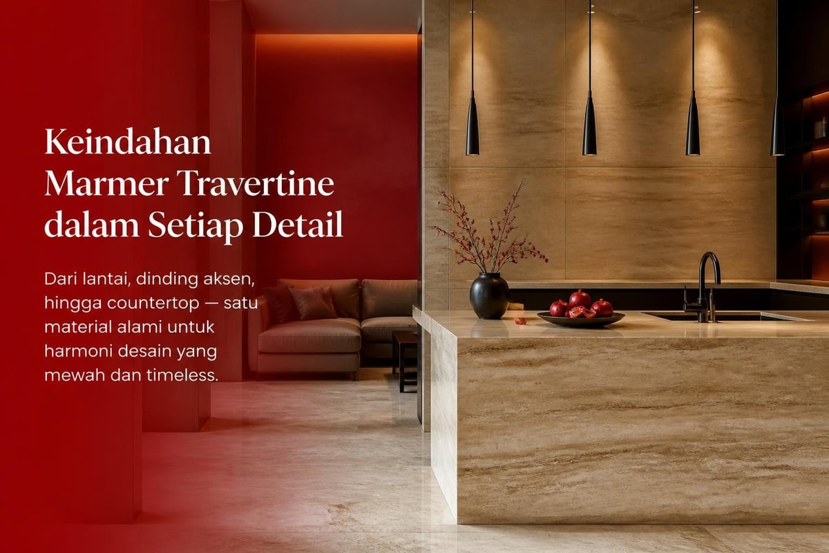 Aplikasi travertine interior