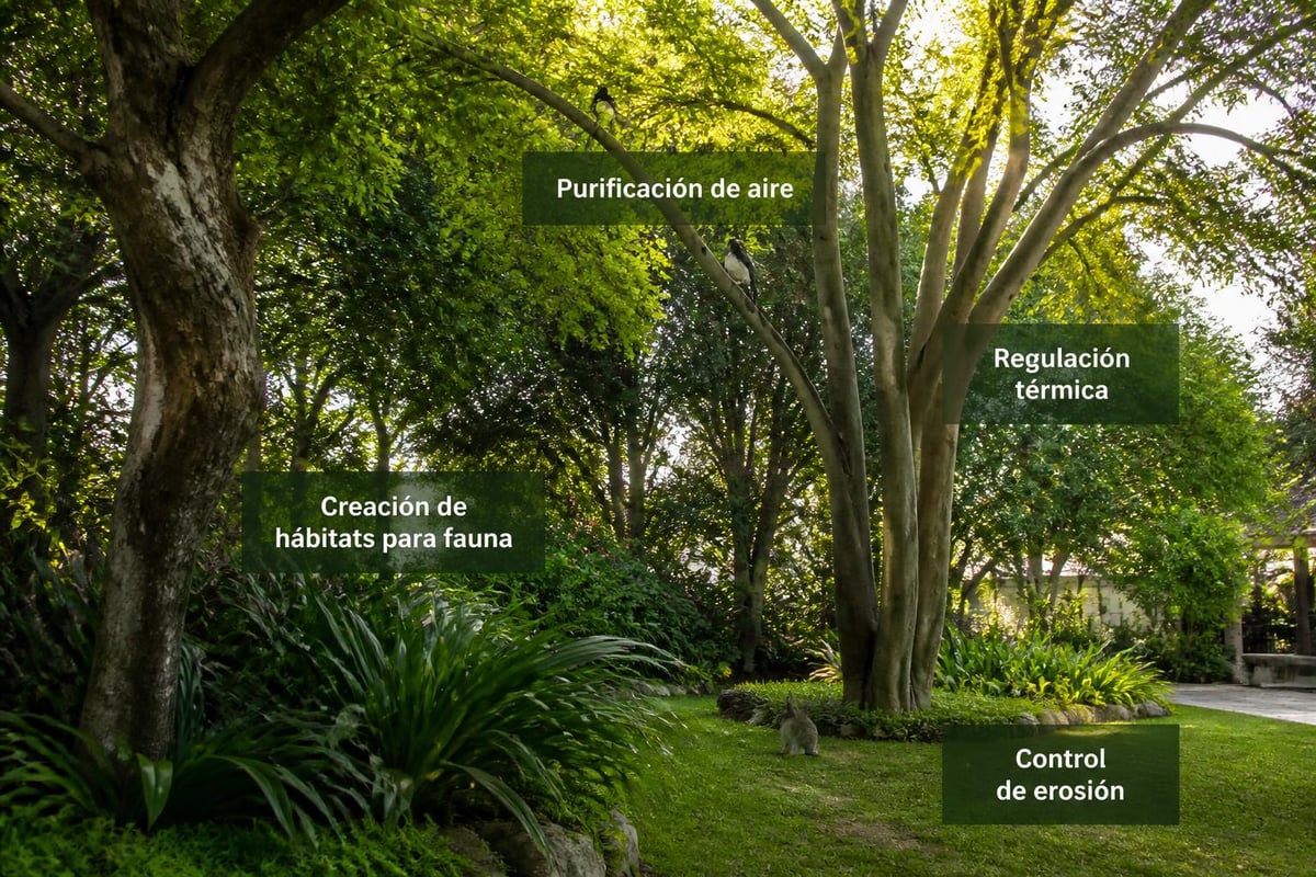 Beneficios ecológicos de árboles en jardines