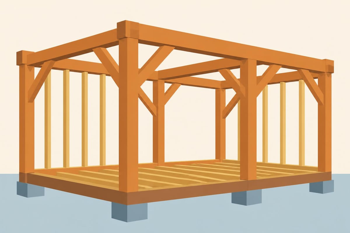 Timber frame components assembly