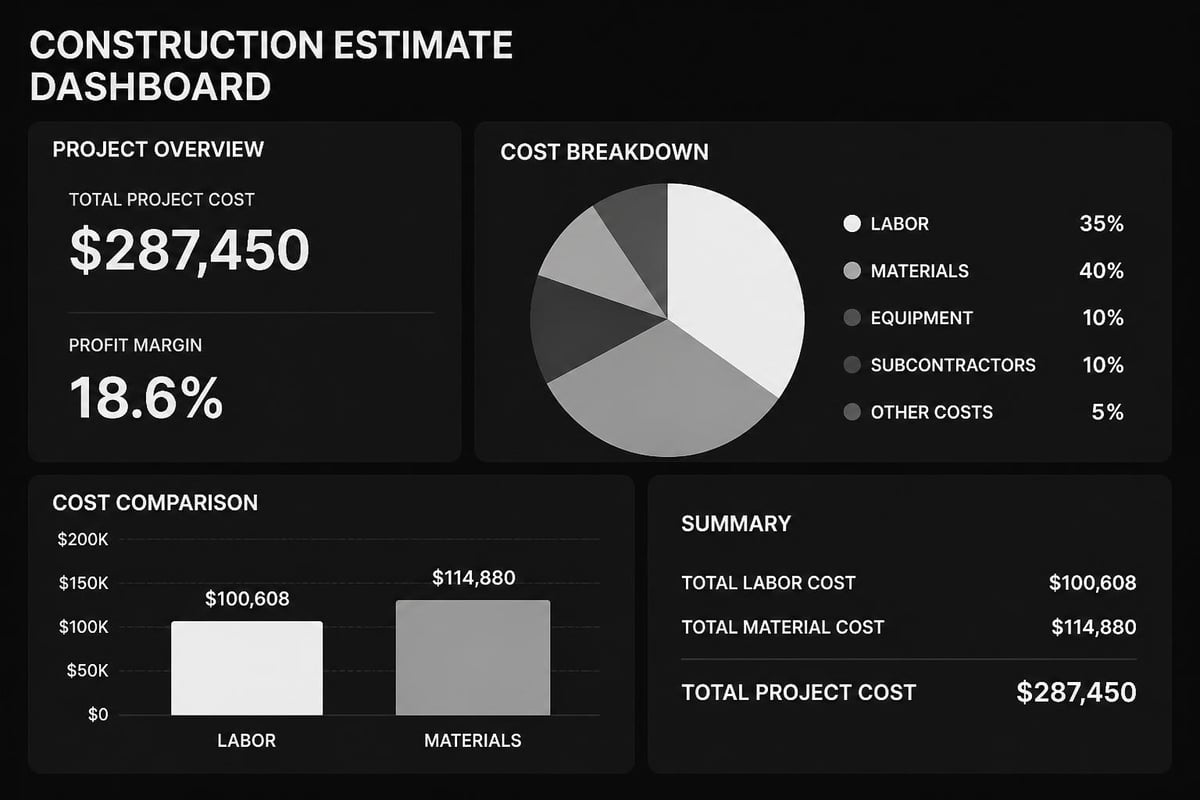 Construction estimate dashboard