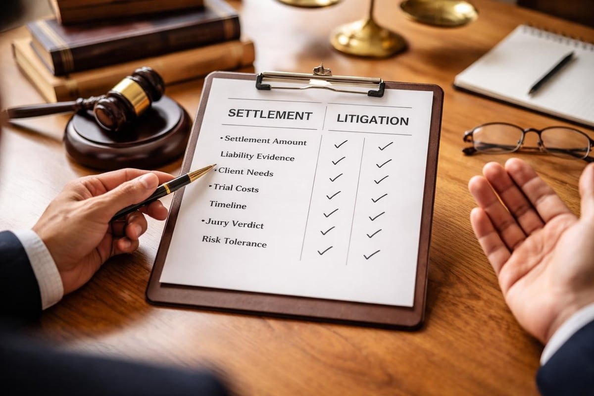 Decision framework for settlement versus trial