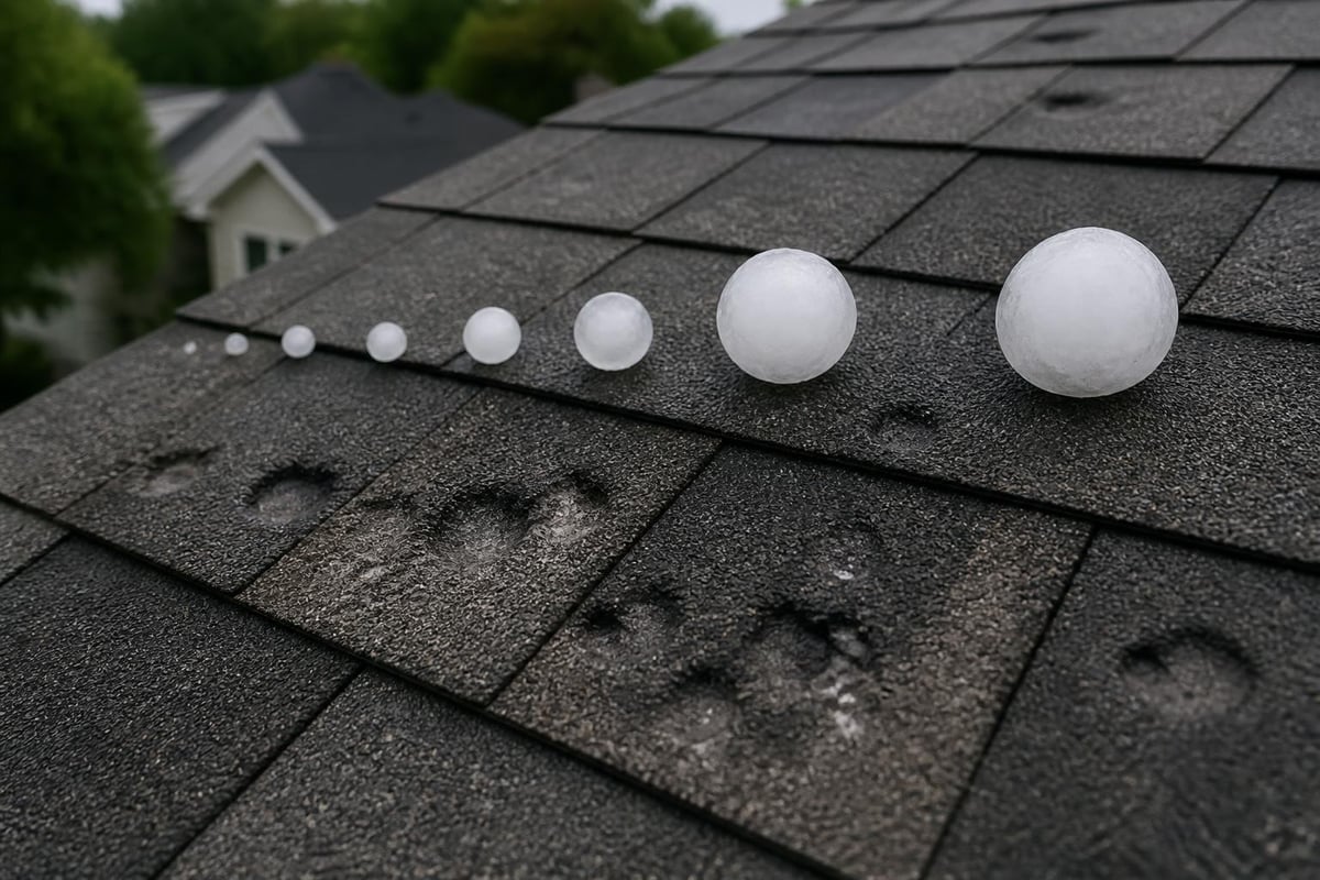 Hail size comparison and roof damage