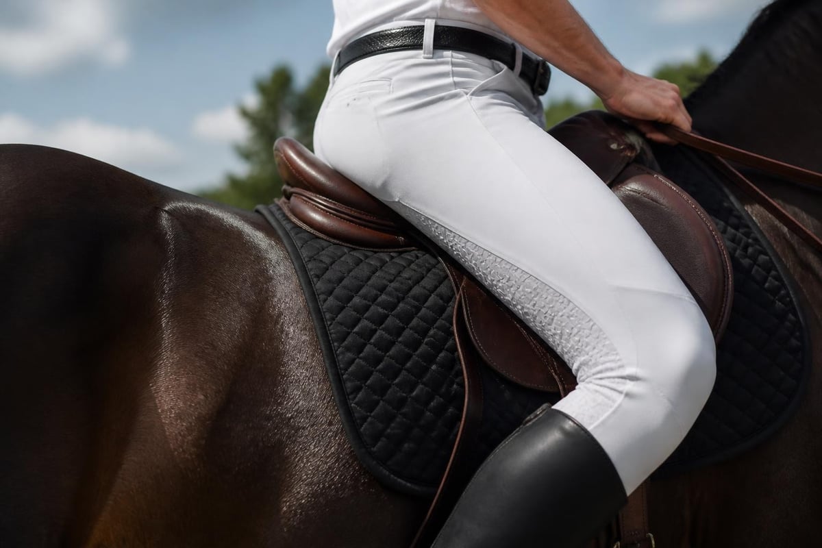 Technical features in modern dressage breeches