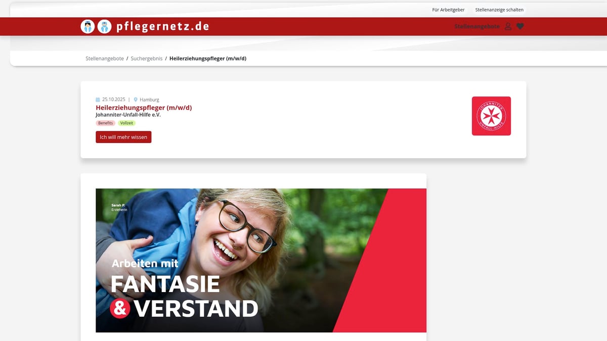 10 Top Altenpflege Stellenangebote 2025: Jetzt Traumjob Finden - Johanniter-Unfall-Hilfe e.V. – Heilerziehungspfleger (m/w/d)
