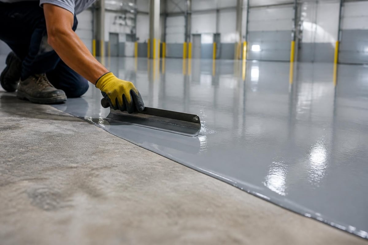 Epoxy coating application on concrete
