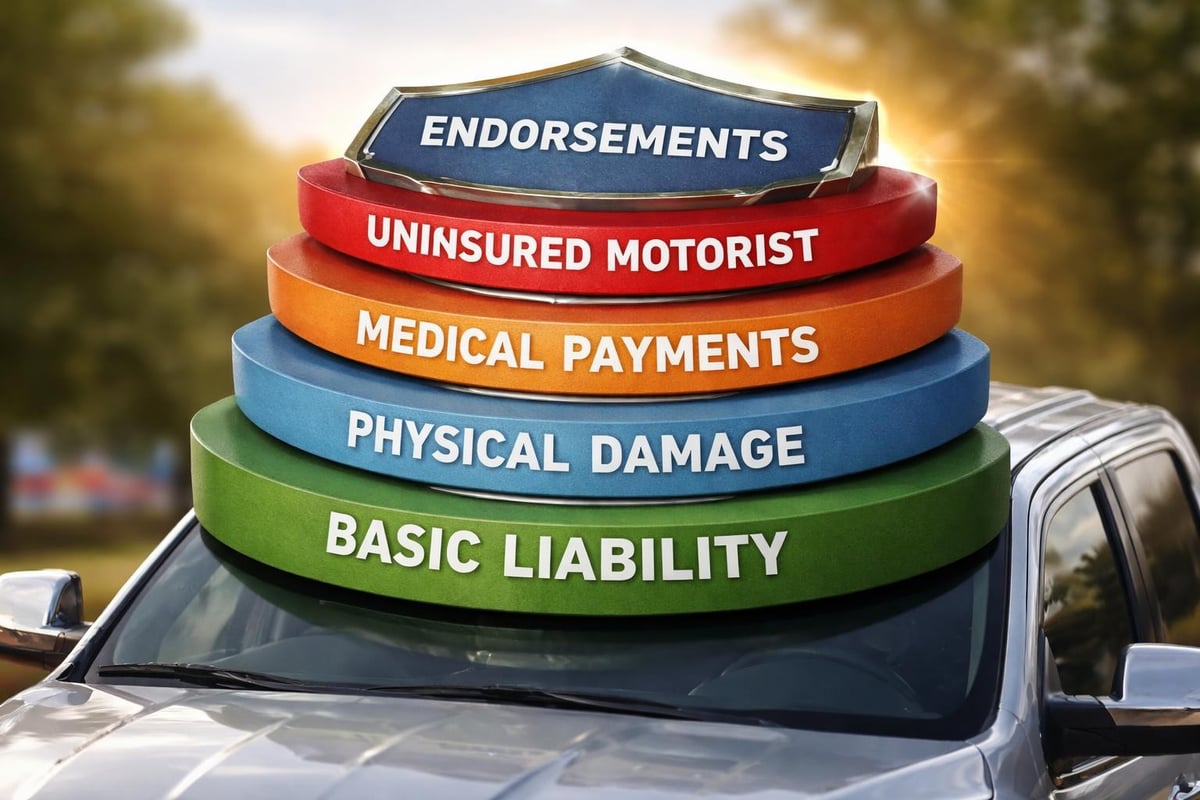 Commercial auto policy coverage layers