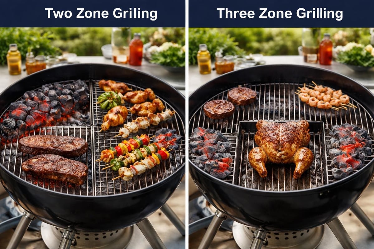 Charcoal heat zones diagram
