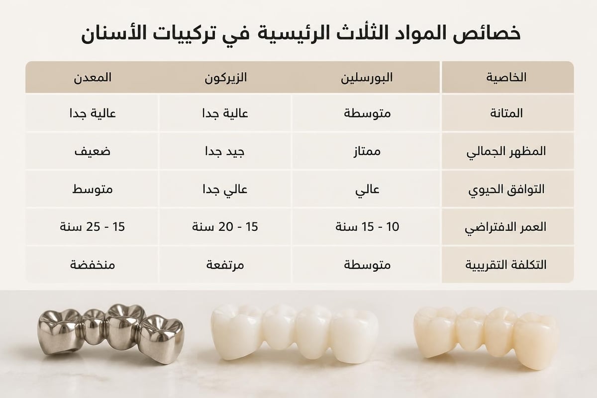 مقارنة مواد التركيبات