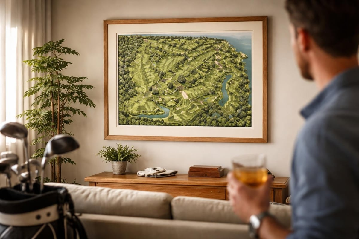 Personalized golf course wall art