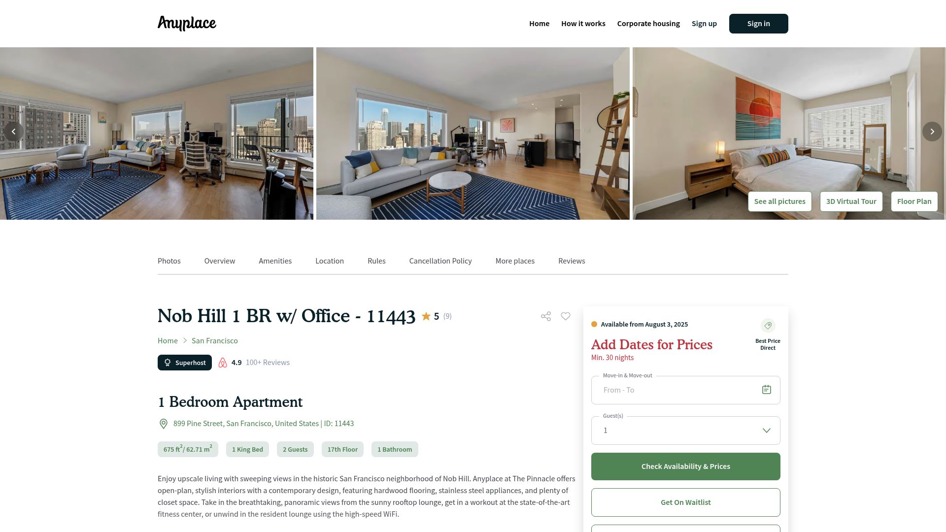 7 Best Work Apartments for Remote Professionals in 2025 - Nob Hill 1BR w/ Office by Anyplace – San Francisco, CA