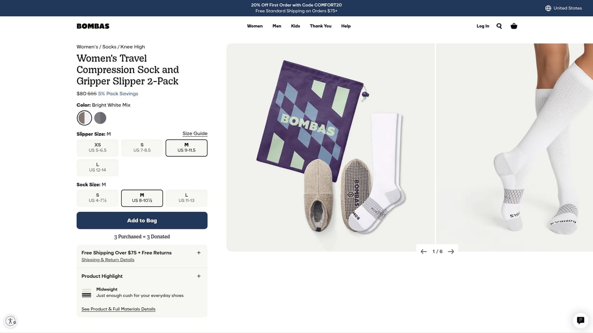 Top 10 Unique Gifts for Travel Lovers in 2026 - Bombas Compression Sock and Gripper Slipper Set