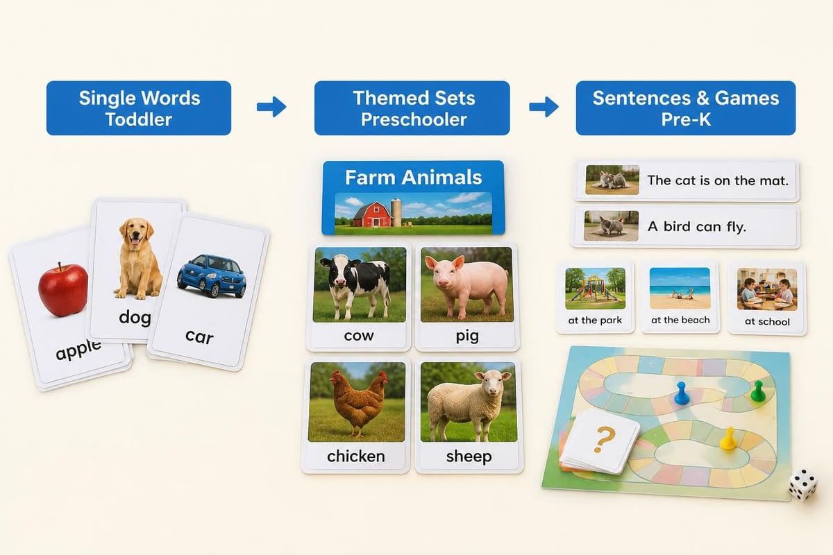 Age-appropriate talking flashcard features