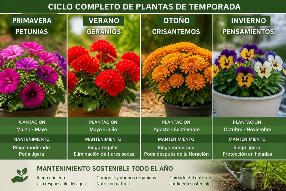 Ciclo anual de plantas de temporada
