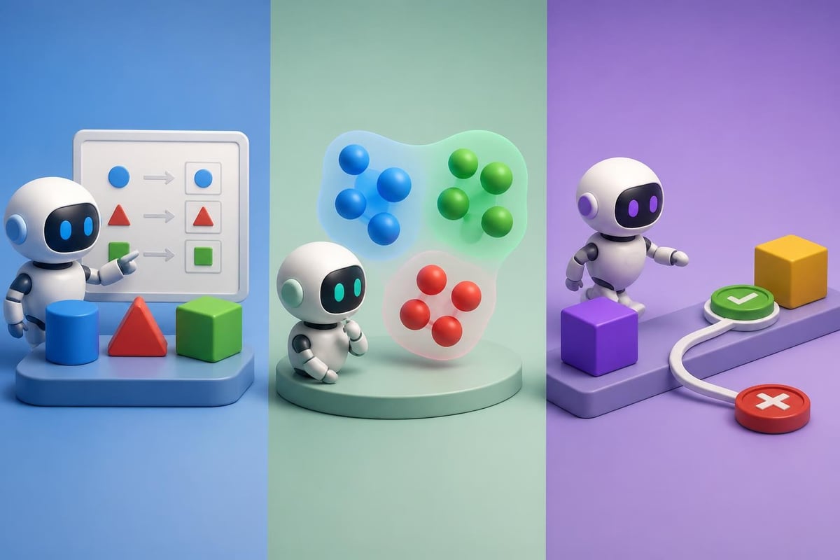 Three machine learning types comparison
