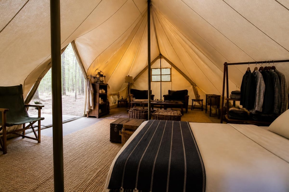 Tent interior organization zones