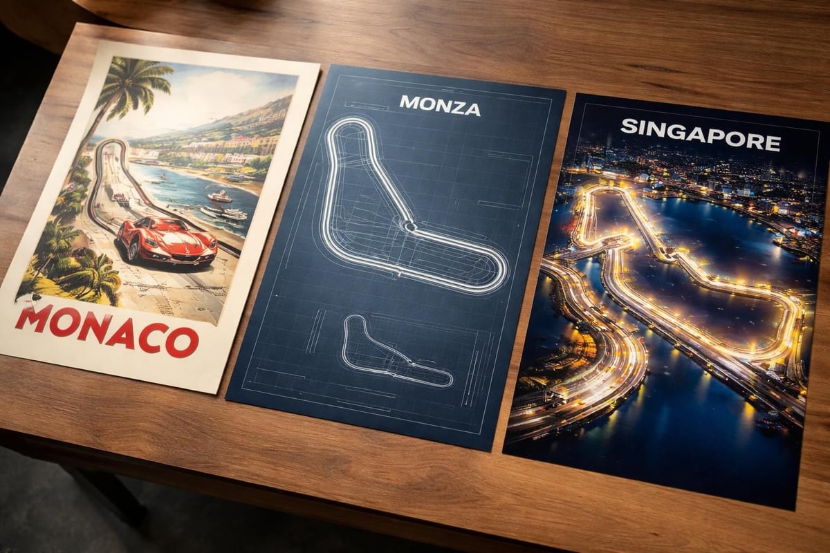 F1 track poster design evolution