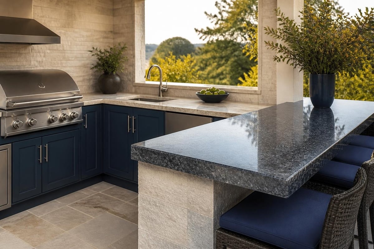 Countertop zones in L-shaped kitchen