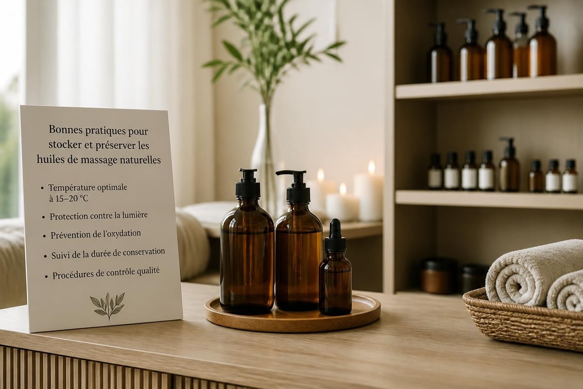 Stockage et conservation huiles massage