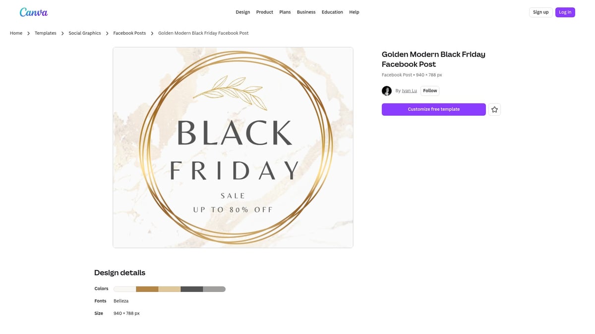 8 Idées De Template Shopping Incontournables Pour 2026 - Golden Modern Black Friday Facebook Post – Canva