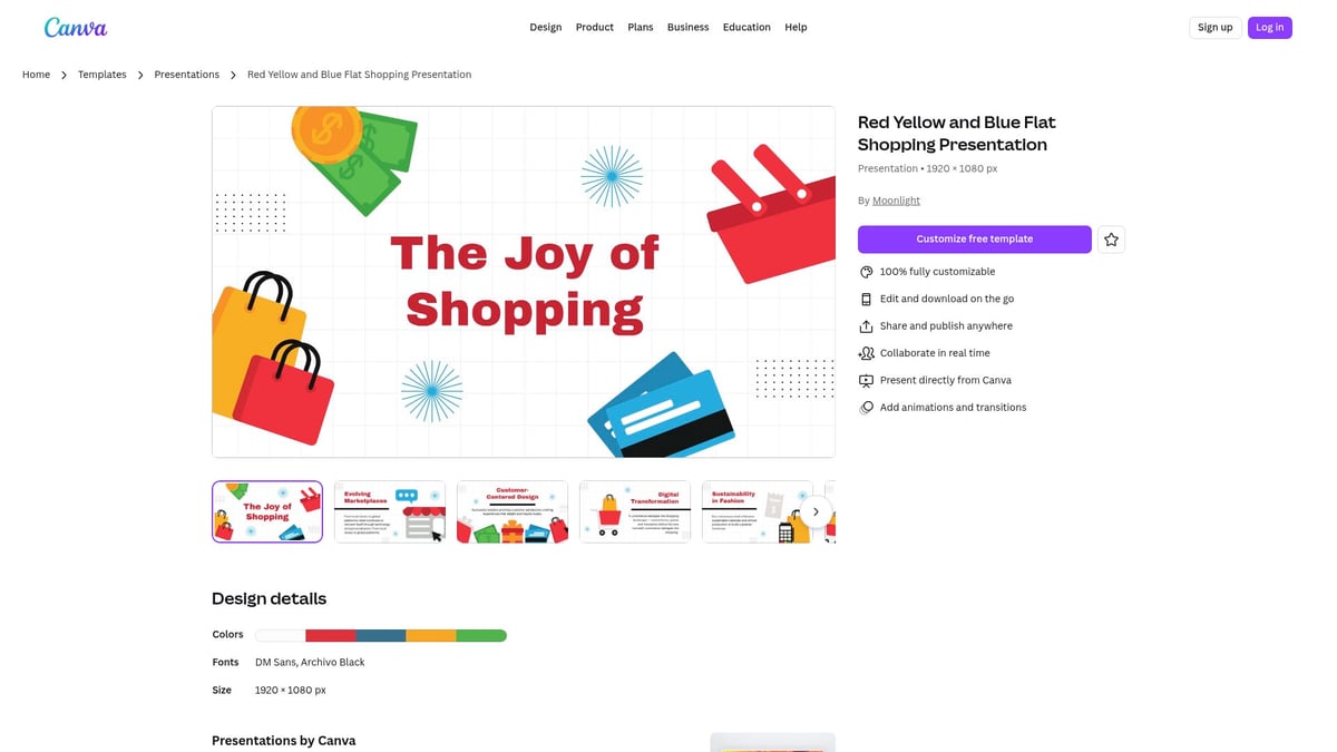 8 Idées De Template Shopping Incontournables Pour 2026 - Red Yellow and Blue Flat Shopping Presentation – Canva