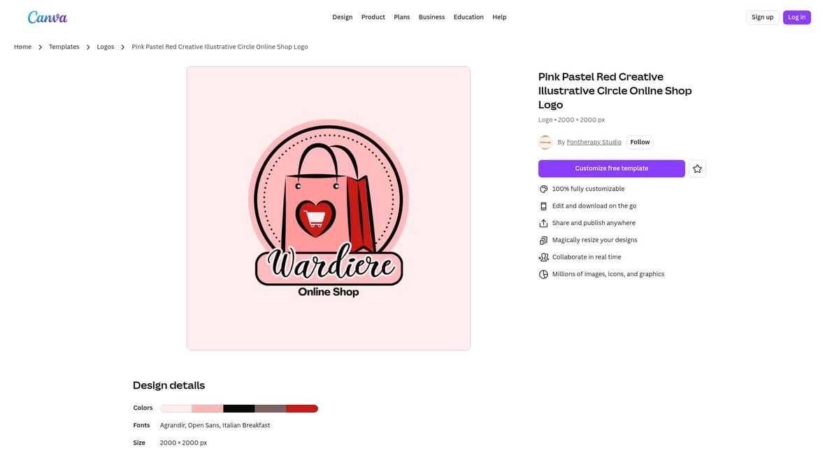 8 Idées De Template Shopping Incontournables Pour 2026 - Pink Pastel Red Creative Illustrative Circle Online Shop Logo – Canva