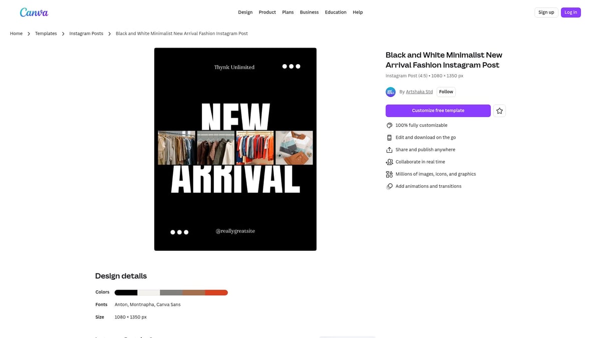 8 Idées De Template Shopping Incontournables Pour 2026 - Black and White Minimalist New Arrival Fashion Instagram Post – Canva