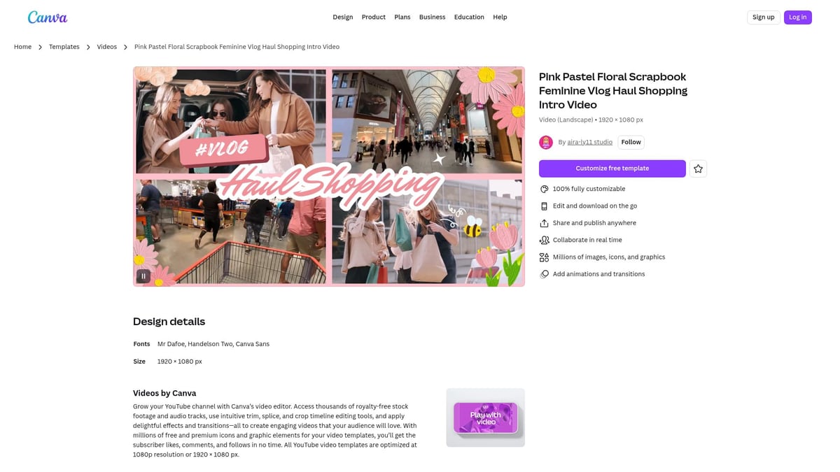 8 Idées De Template Shopping Incontournables Pour 2026 - Pink Pastel Floral Scrapbook Feminine Vlog Haul Shopping Intro Video – Canva
