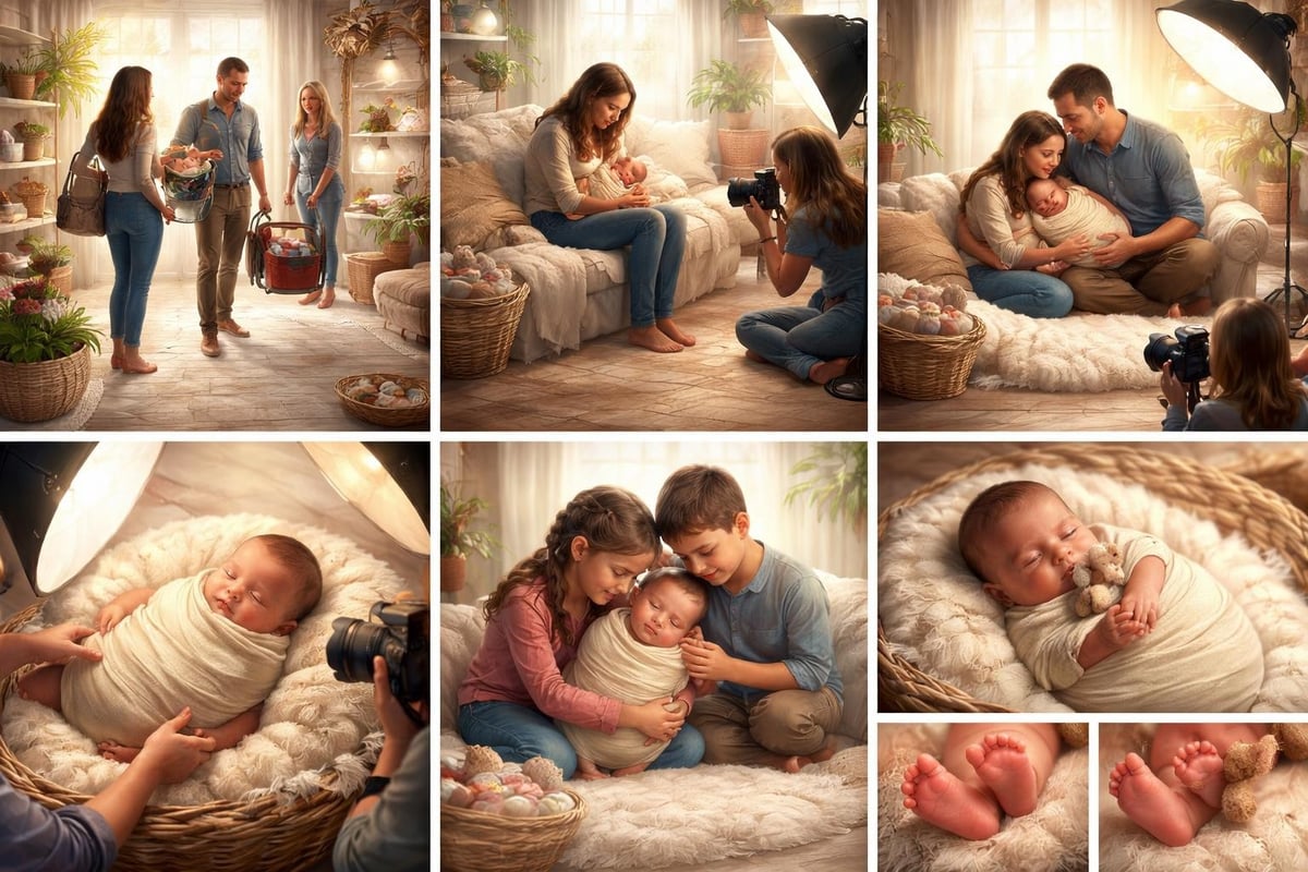 Newborn photography session workflow