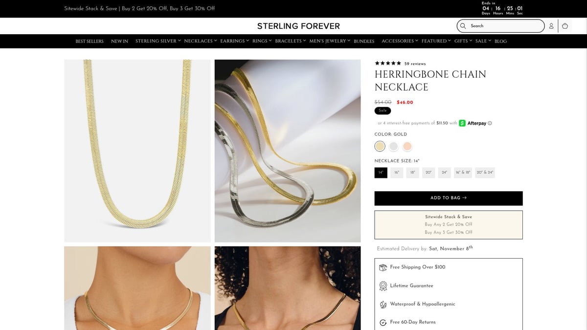 7 Best Necklace in Sterling Silver Designs for 2025 - Herringbone Chain Necklace – Sterling Forever ($46.00)