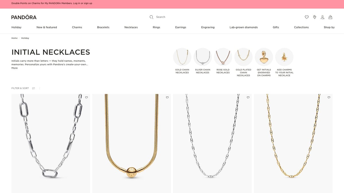 7 Best Necklace in Sterling Silver Designs for 2025 - Initial Necklace – Pandora (From $65.00)