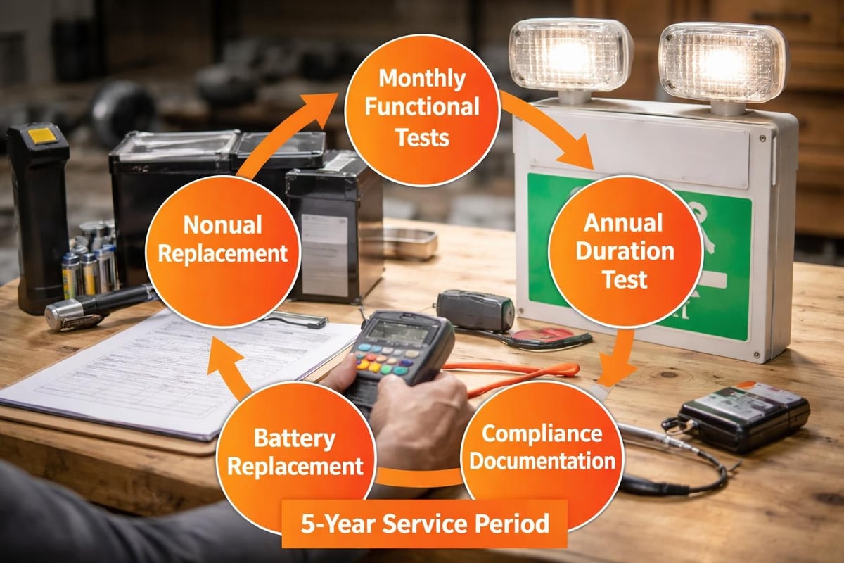 Emergency lighting maintenance cycle