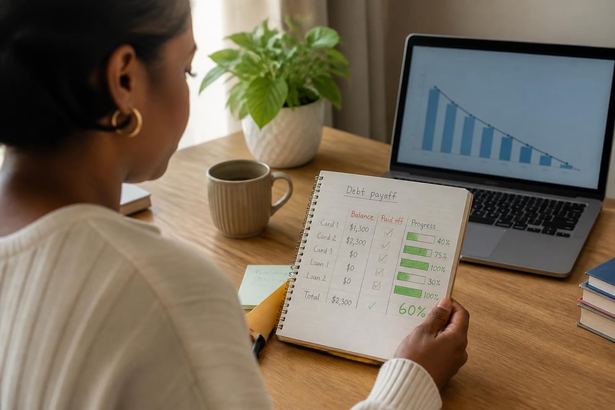 Spreadsheet to pay off debt by JRen Digital: tracking monthly progress and the debt-free date