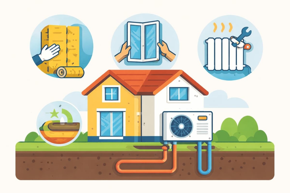 Gebäudesanierung für Wärmepumpe