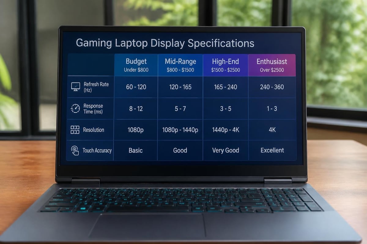 Touch display specifications comparison