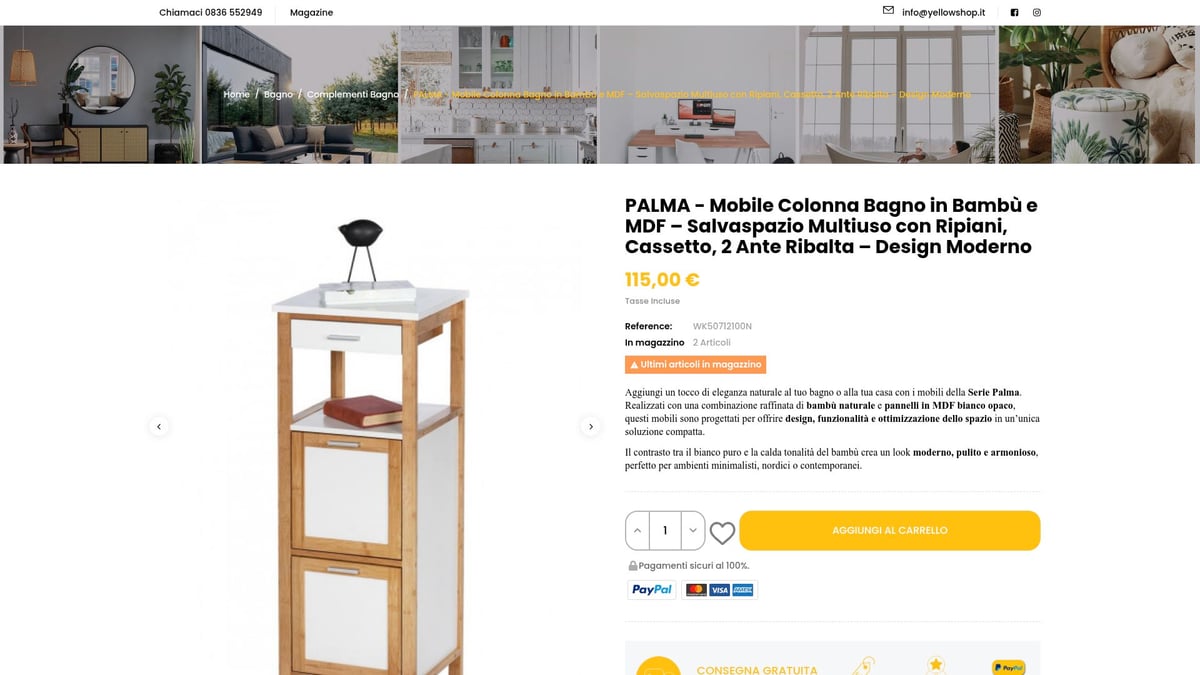 7 Complementi Bagno Must-Have Per Un Ambiente Moderno 2026 - PALMA - Mobile Colonna Bagno in bambù e MDF salvaspazio moderno